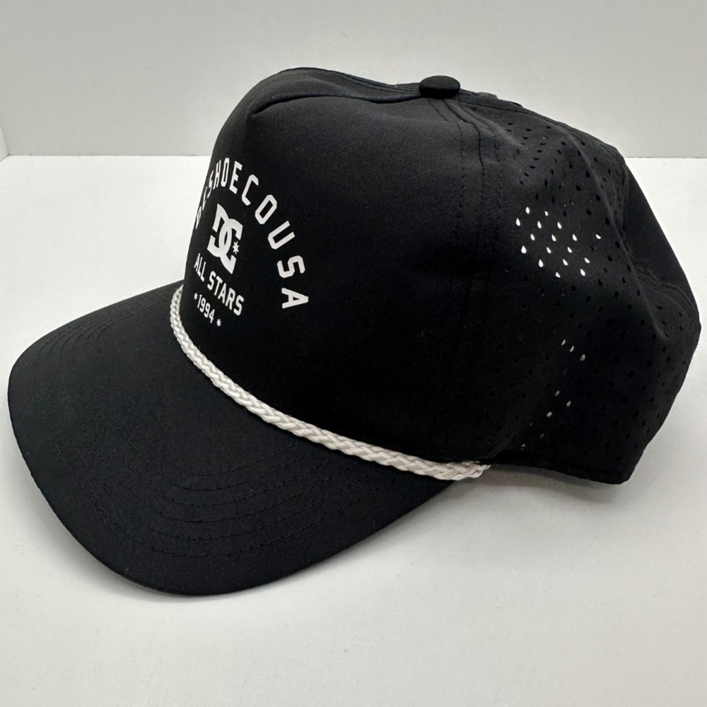 DC Shoes All Stars 1994 Snapback Hat Black Rope Trucker Perforated Cap OSFM NEW - Picture 5 of 12